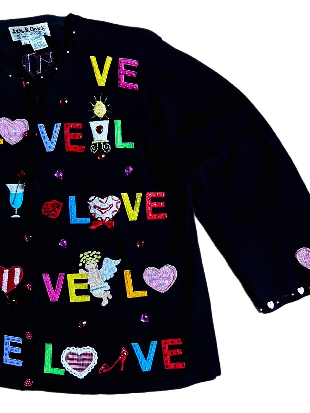 Jack B. Quick ~ X-Large ~ Multi-Colors ~ Valentine ~ Beaded ~ Cardigan Sweater - Picture 8 of 16